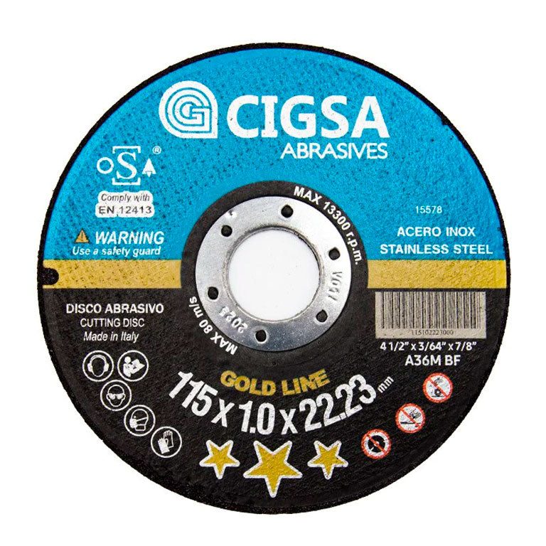 Disco de  Corte METAL/INOX. CIGSA 115X1 A60S-BF41