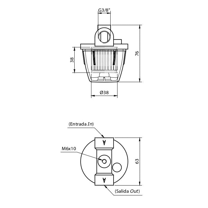 Filtro completo serie FNU de paso nominal 3/8'' | cartucho acero inox | FILFNU3/8B
