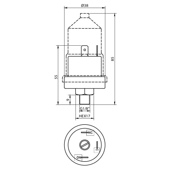 Vacuostato electromecánico de rosca 1/8" INDVAR1001/8