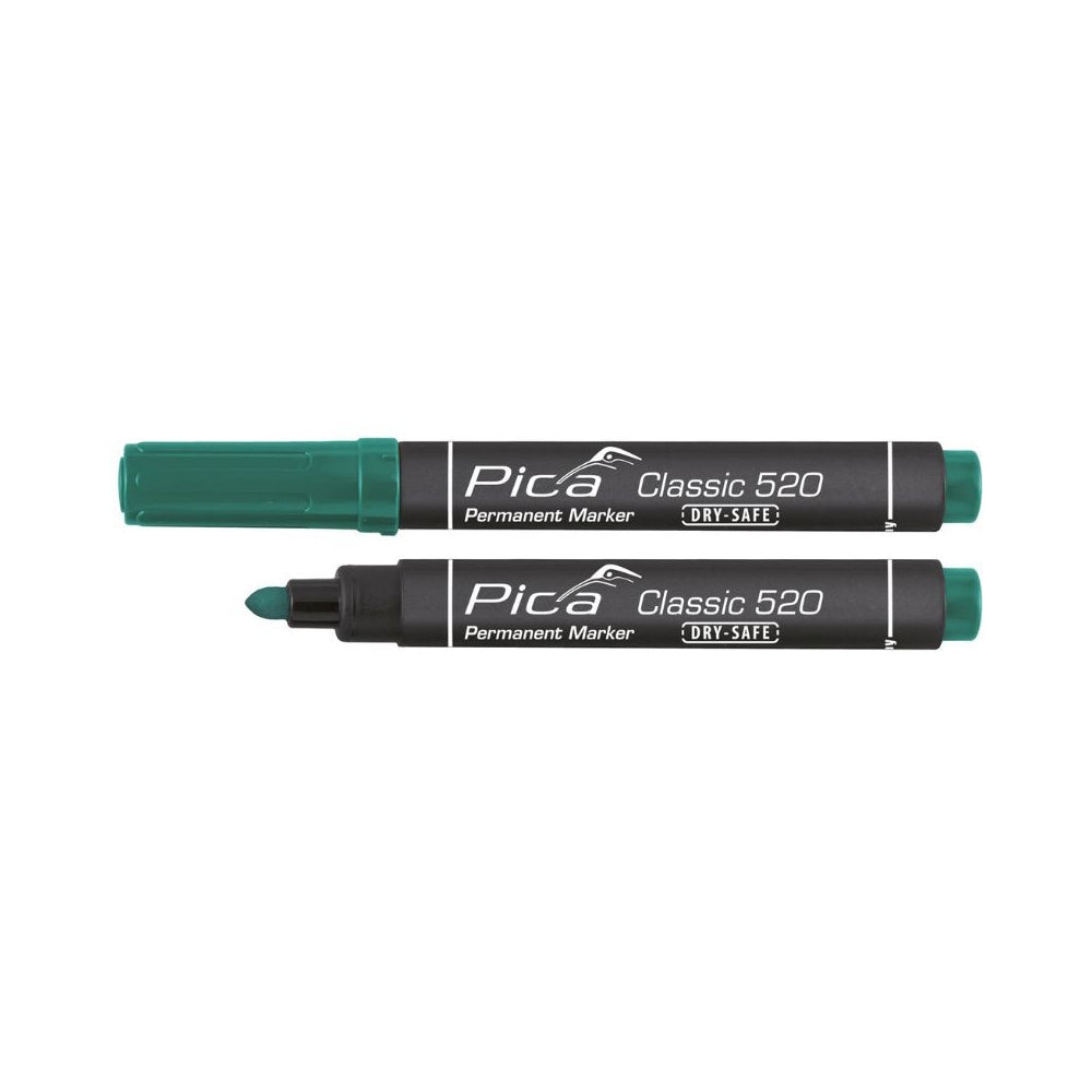Marcador verde permanente con punta tipo bala PICA Classic 520/36