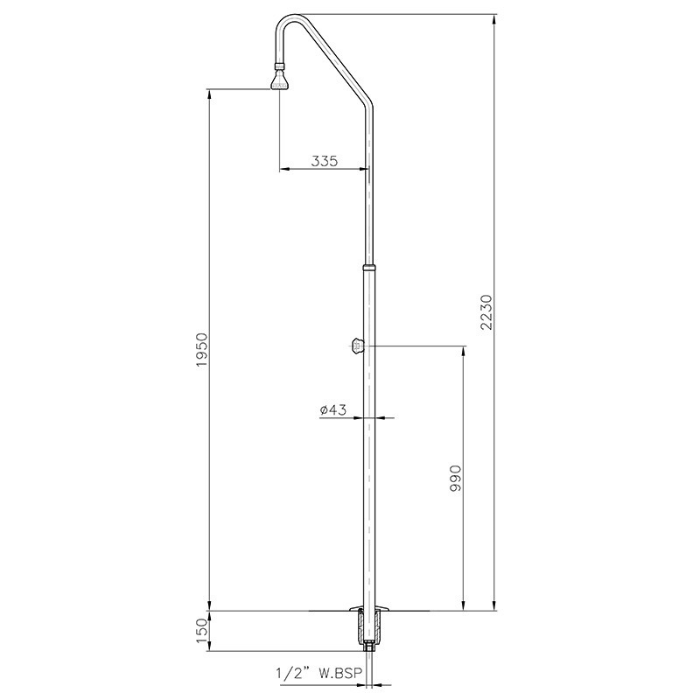 Ducha Piscina Acero Inox AstralPool | AISI-304 | Cód. 00091