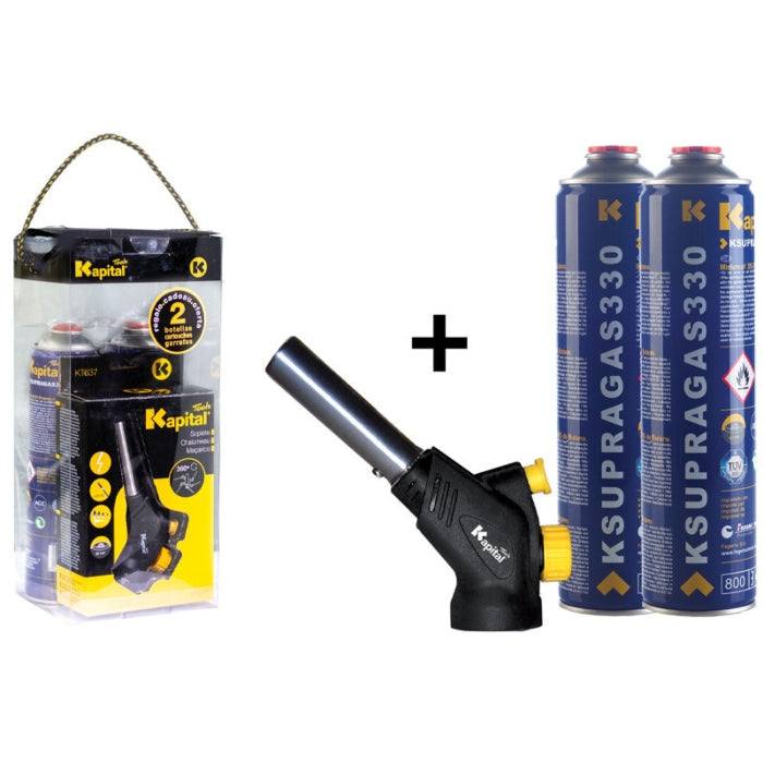 Pack soplete KT637 + 2 Botellas de gas KSUPRAGAS330