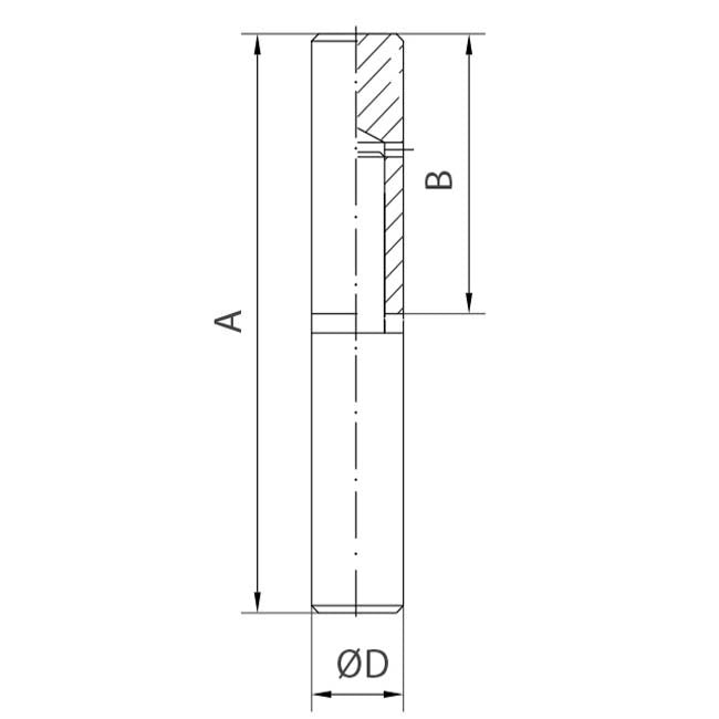 Pernio torneado inox A-303 con arandela de latón 25x150 85