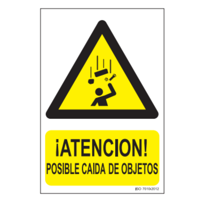 Placa PVC A4 Posible Caída de Objetos | Seguridad Obra