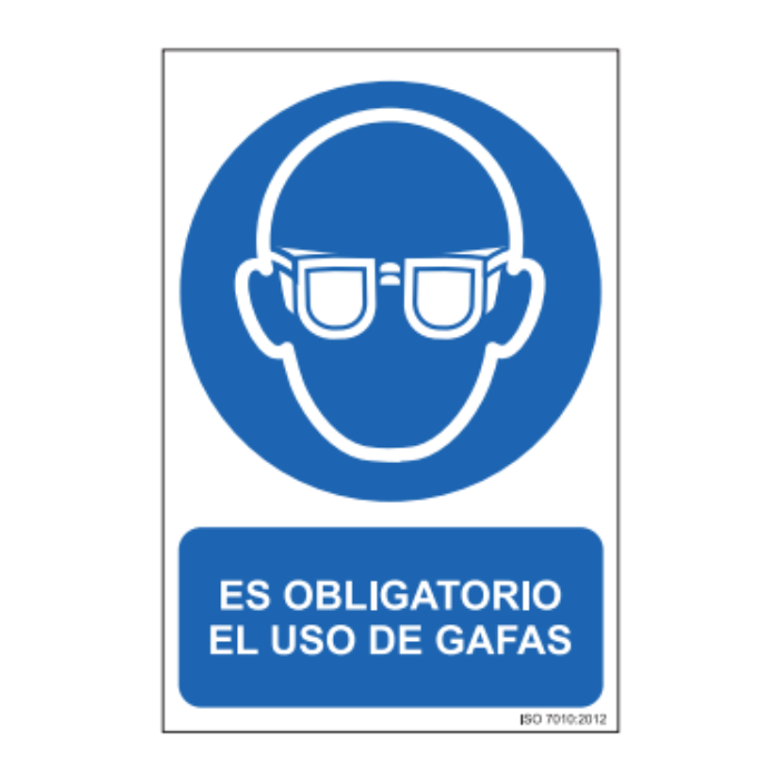 Placa PVC A4 Uso Obligatorio de Gafas | Alta Visibilidad