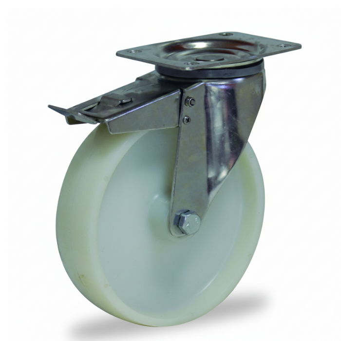 Rueda Gayner Inox 200mm con Freno | Ref. 35-374-FD | Nylon | 400kg