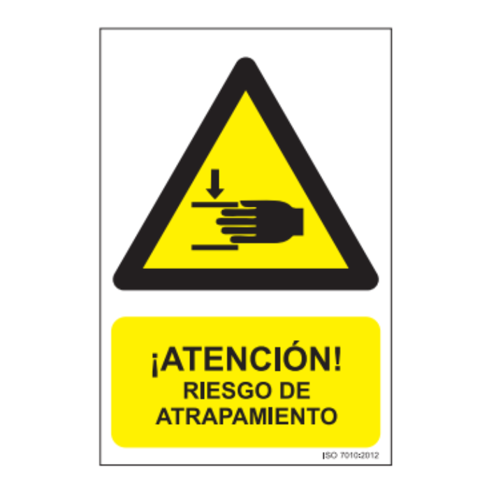 Señal PVC Riesgo de Atrapamiento | 210 x 300 mm | Espesor 0,7 mm
