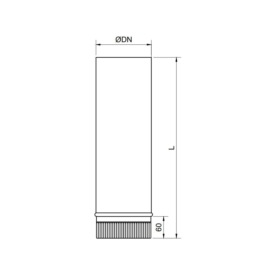 Tubo recto acero negro vitrificado a 850ºC