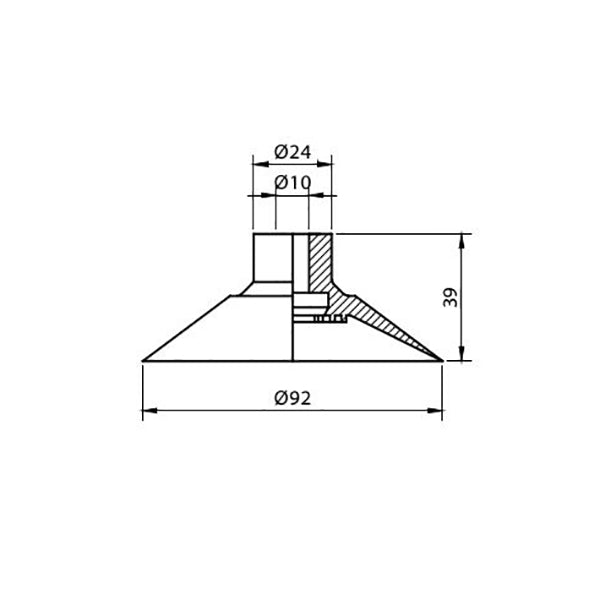 Ventosa de copa de diámetro 95 mm en material Nitrilico serie VC95NIT