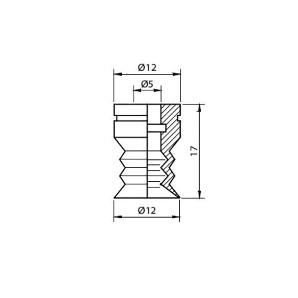 Recambio ventosa de fuelle de diámetro 12 mm en material Silicona serie VF12SB