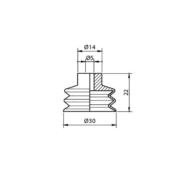 Recambio ventosa de fuelle Ø30 mm en Silicona serie VF30SB