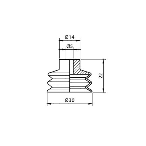 Ventosa de fuelle de diámetro 30 mm en material Nitrilico serie VF30NIT