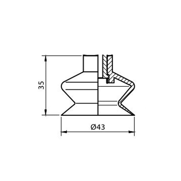 Ventosa de fuelle de Ø43mm en material Nitrílico serie VF43NIT