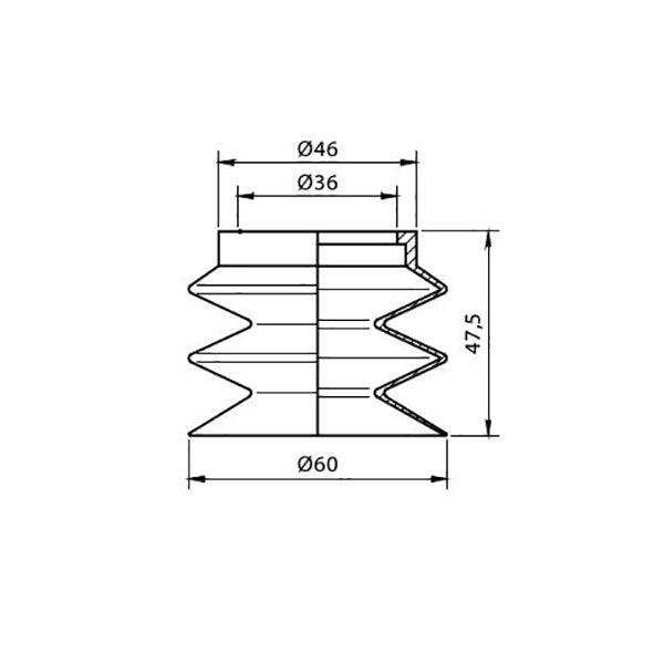 Ventosa de fuelle de diámetro 60 mm en material Nitrilico serie VF60NIT