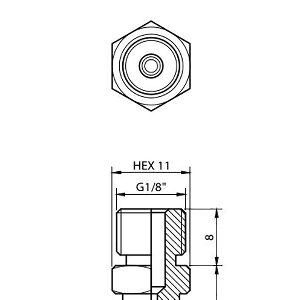 Racor para ventosa rosca G1/8” macho, orificio Ø1,8 mm serie RAC2R1/8M