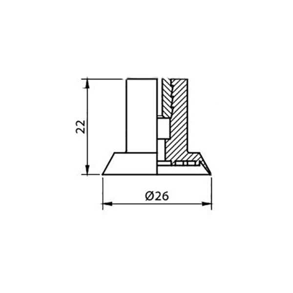 Ventosa de copa de diámetro 26 mm de Caucho Natural serie VO26CN