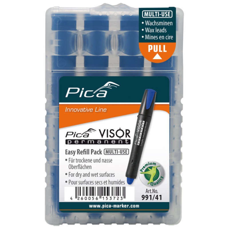 ESTUCHE DE 4 RECAMBIOS MARCADOR PICA VISOR AZUL