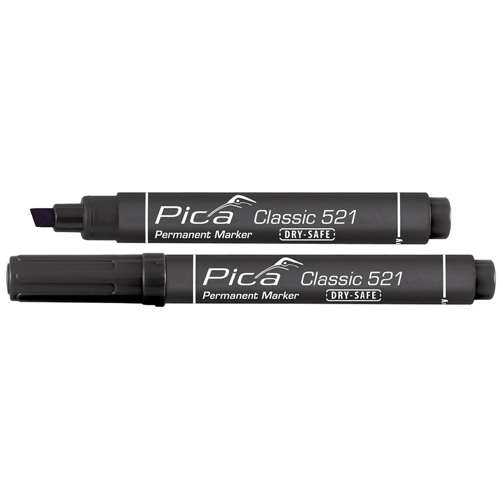 Marcador negro permanente con punta tipo cincel PICA Classic 521/46