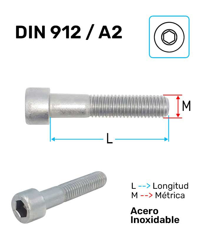 Tornillo Allen Acero Inoxidable A-2 DIN-912
