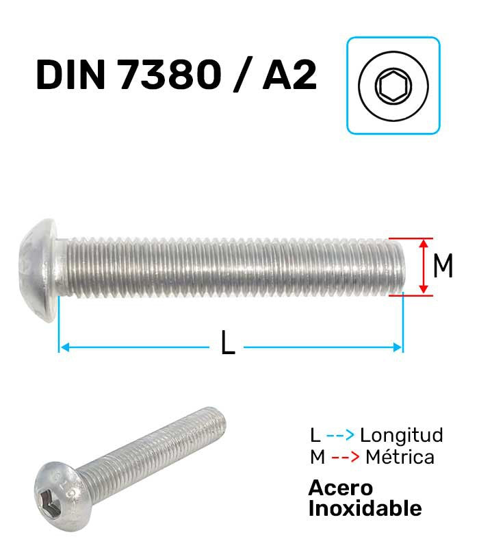 Tornillo Allen Acero Inoxidable A-2 ISO-7380