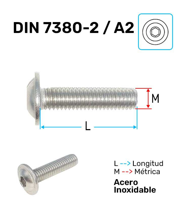 Tornillo Allen Acero Inoxidable A-2 D-7380-2 Con Arandela