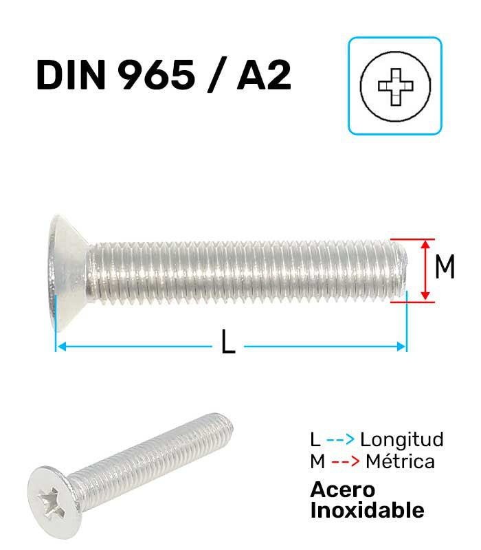 Tornillo Avellanado Philips Acero inoxidable A-2 D-965
