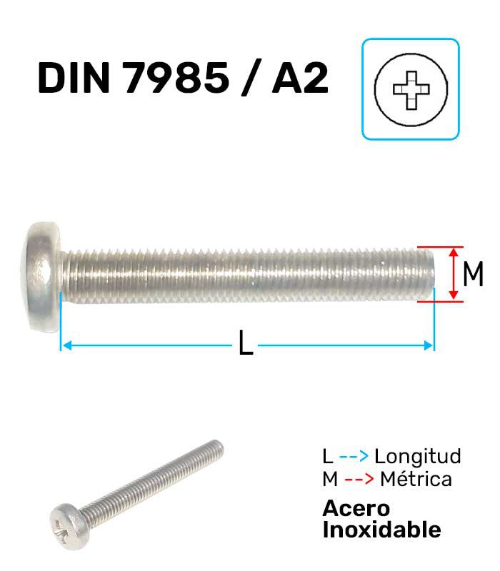 Tornillo Acero Inoxidable A-2 D-7985 3X25