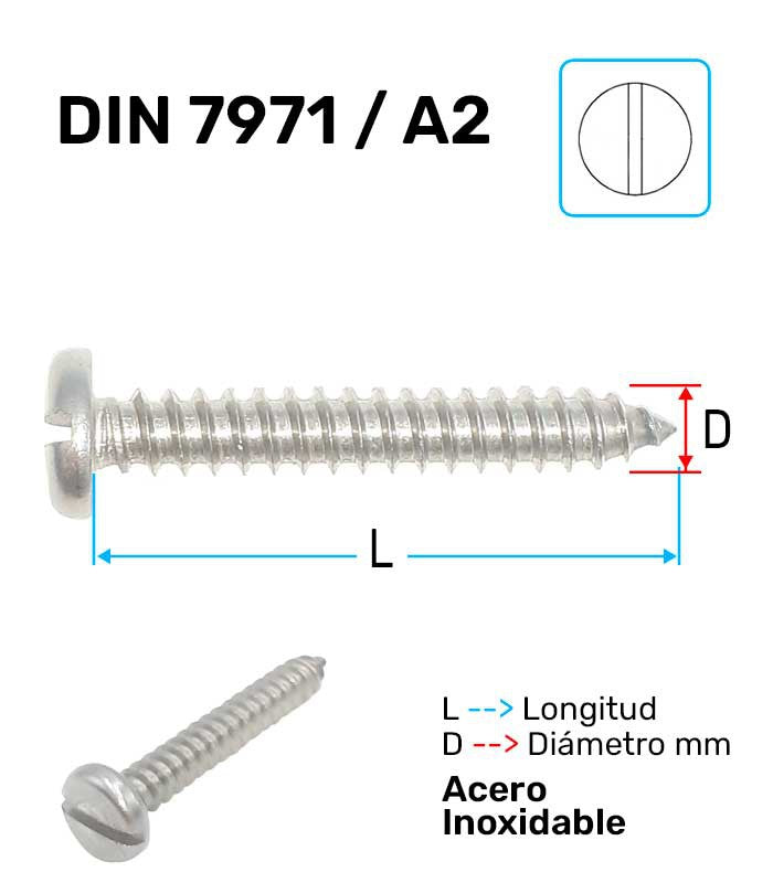 Tornillo Rosca Chapa Acero Inoxidable A-2 D-7971