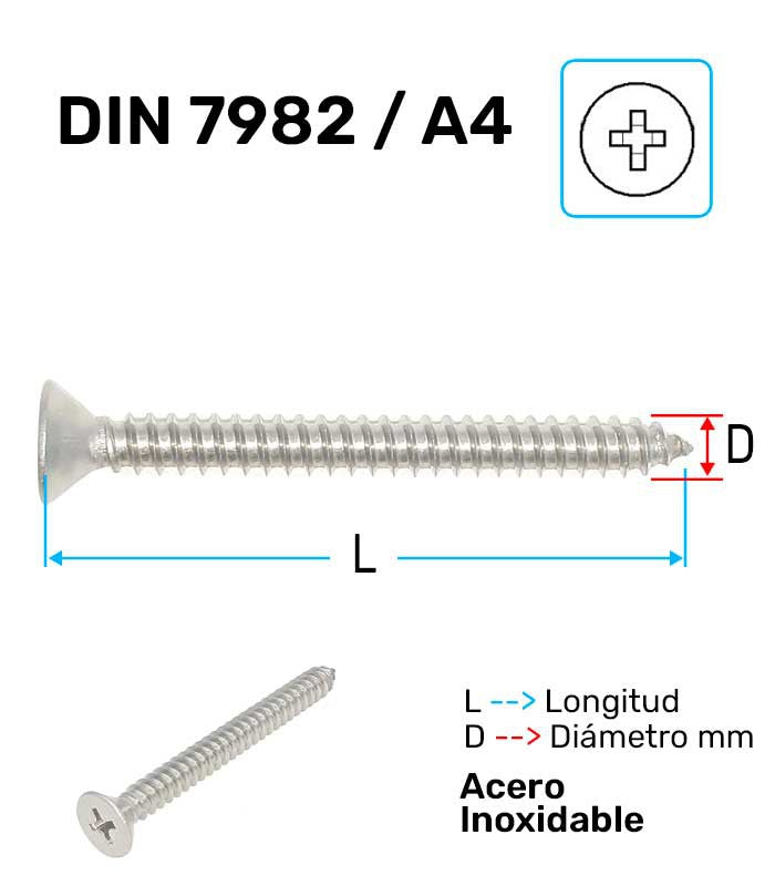 Tornillo Acero Inoxidable A-4 D-7982 3,5X38