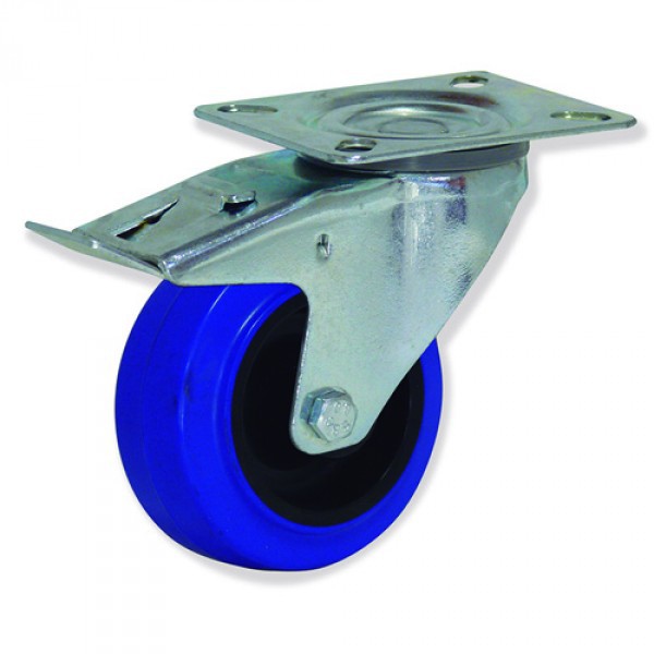 RUEDA GAYNER D-80, 100 y 125, ZINCADA, GIRATORIA CON FRENO.