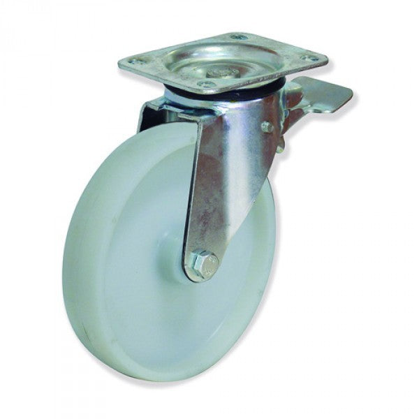 Rueda Gayner de nylon soporte zincado giratorio con freno MPG5 D-150 35-012/1-FD