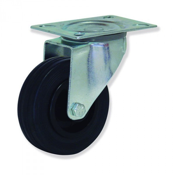 Rueda Gayner de goma negra soporte zincado 34-098/1