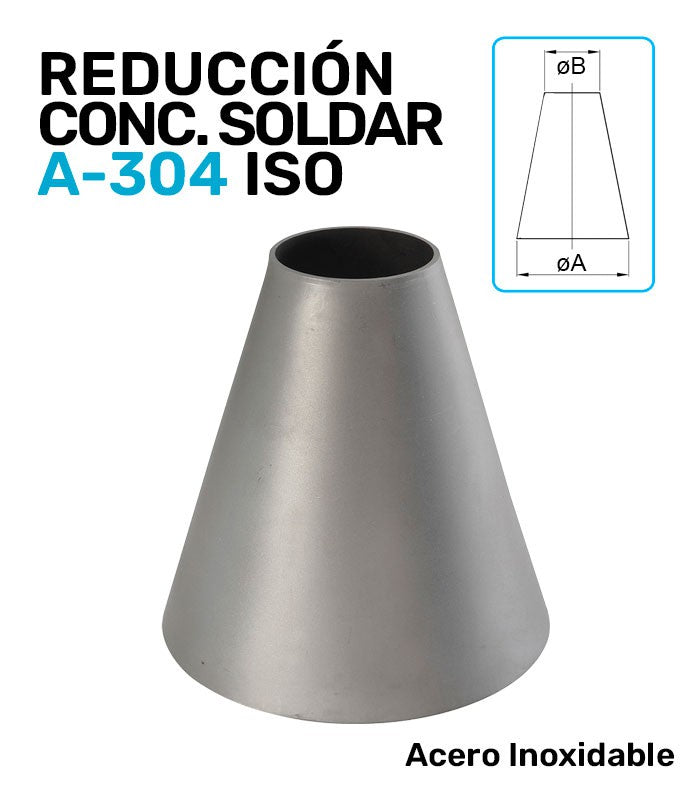 REDUCCIÓN CONCÉNTRICA A/INOX A-304 SOLDAR SERIE ISOMÉTRICA