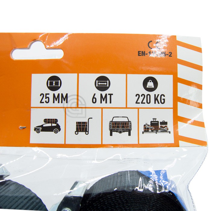Cincha de amarre negra Gayner 25mmx6m 220kg