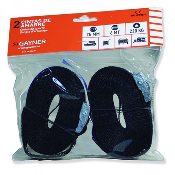 Cincha de amarre negra Gayner 25mmx6m 220kg