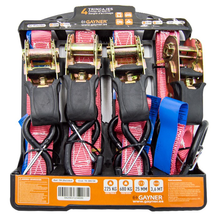 TRINCAJE 25MMX3,6MT 680 KGS ROJO ( 4 UDS )