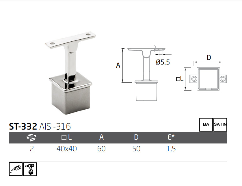 SOPORTE A-316 ST-332 BA 40X40