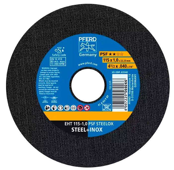 Disco de Corte Pferd EHT 115x1,0x22,23 mm A60 PSF INOX