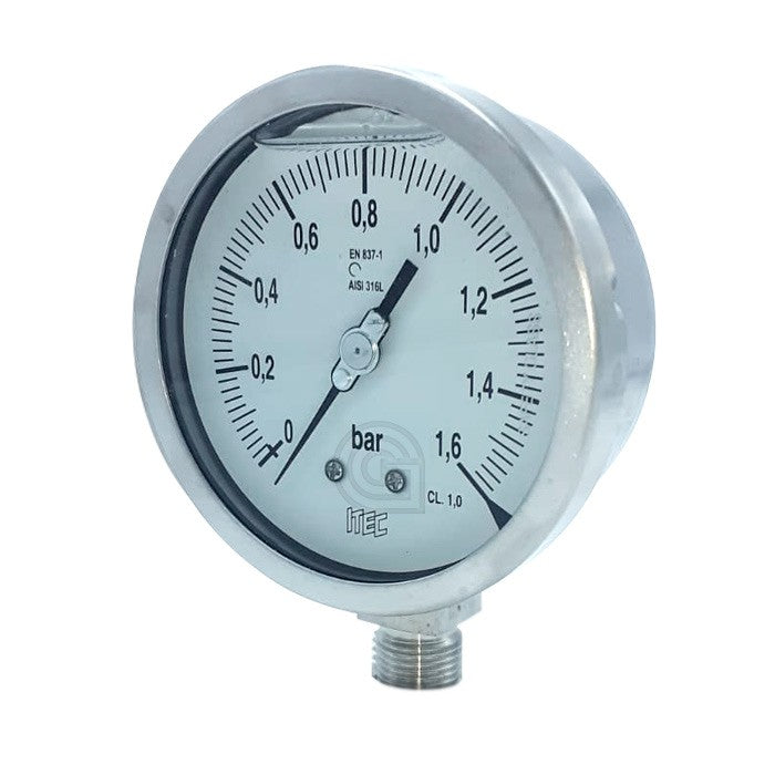 MANOMETRO P101-BO DN100 1/2" RADIAL INOX CON GLICERINA
