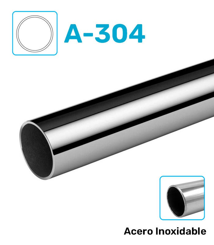 Tubo Acero Inoxidable Redondo Repulido A-304 Alto Brillo