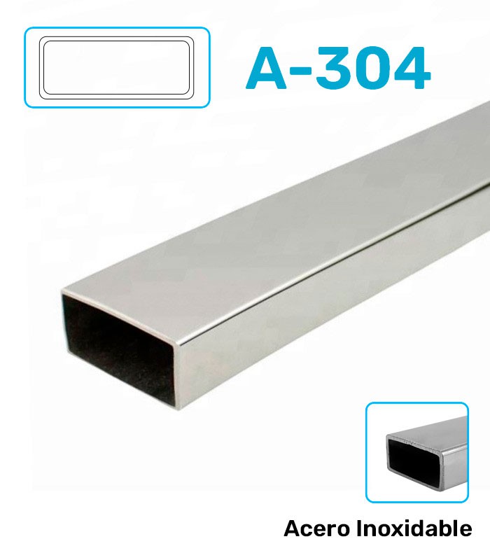 Tubo Rectangular 40X20X1.5 Repulido A-304 Alto Brillo