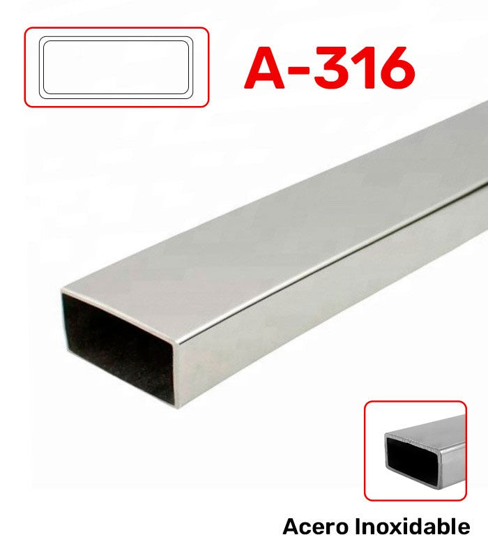 Tubo Rectangular Acero inoxidable A-316
