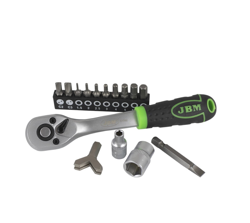ESTUCHE DE PUNTAS Y VASOS CON CARRACA 1/4" 130PZS