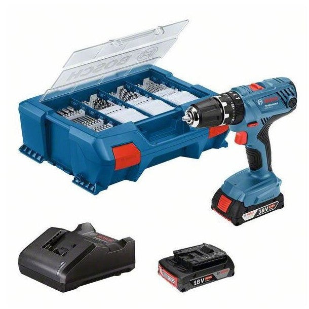 Atornillador Bosch GSB18V-21 + Set Accesorios de 63 Piezas