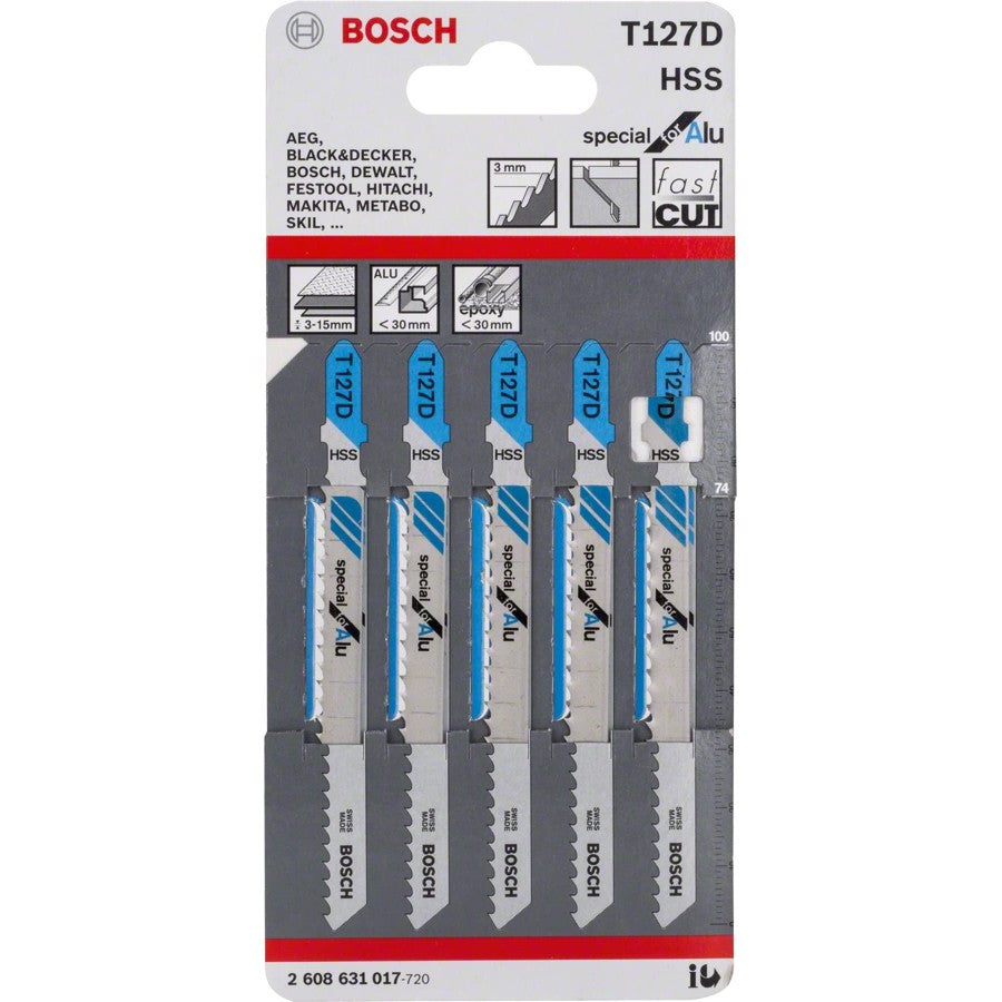 Juego de 5 Hojas de Sierra de Calar Bosch T 127 D PRO Alu