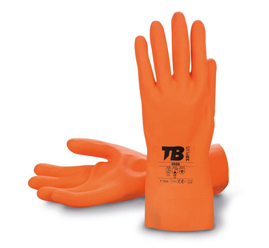 Guantes Zubiola Polycotton, Recubiertos En Látex Naranja DIP NORMAL