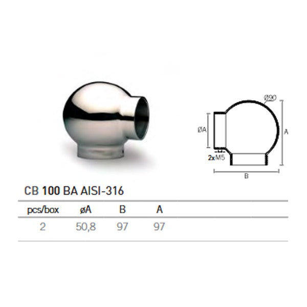 Codo conector 90º CB-100 A-316 BA 50,8