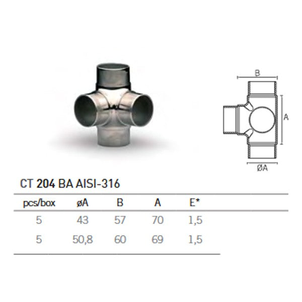 Conector esquina tubo CT-204 A-316 BA 43