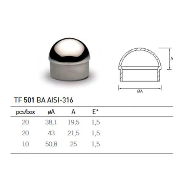 Tapón Final Semiesférico TF-501 A-316 BA 50,8