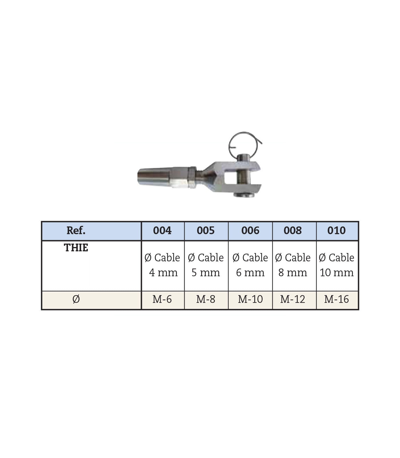 Terminal horquilla manual inox A-316 D-4mm THIE04